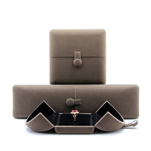 leather High-quality villi ring box for jewellery pendant bracelet jewelry set boxes packaging display gift box Button switch