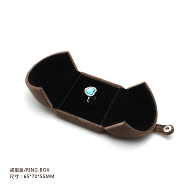 leather High-quality villi ring box for jewellery pendant bracelet jewelry set boxes packaging display gift box Button switch