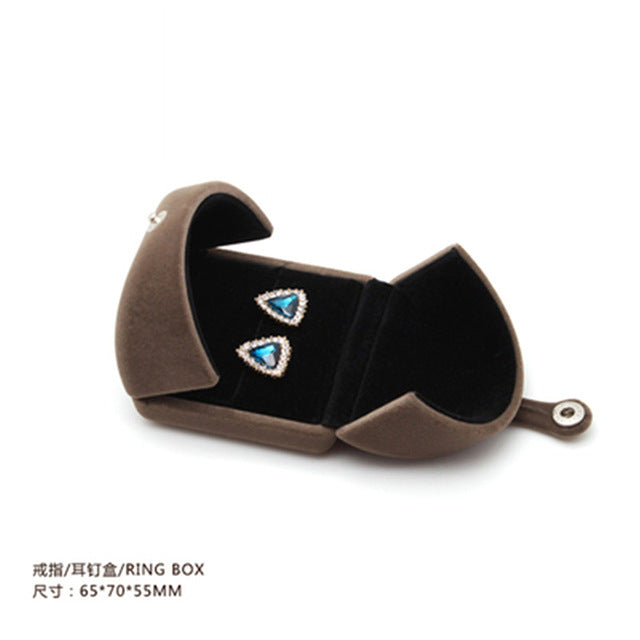 leather High-quality villi ring box for jewellery pendant bracelet jewelry set boxes packaging display gift box Button switch