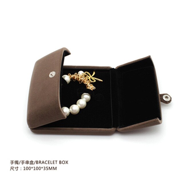 leather High-quality villi ring box for jewellery pendant bracelet jewelry set boxes packaging display gift box Button switch