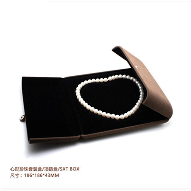 leather High-quality villi ring box for jewellery pendant bracelet jewelry set boxes packaging display gift box Button switch
