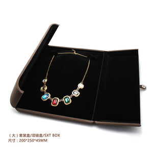leather High-quality villi ring box for jewellery pendant bracelet jewelry set boxes packaging display gift box Button switch