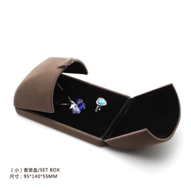 leather High-quality villi ring box for jewellery pendant bracelet jewelry set boxes packaging display gift box Button switch