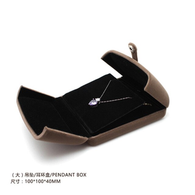 leather High-quality villi ring box for jewellery pendant bracelet jewelry set boxes packaging display gift box Button switch