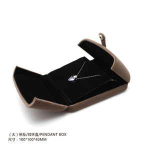 leather High-quality villi ring box for jewellery pendant bracelet jewelry set boxes packaging display gift box Button switch