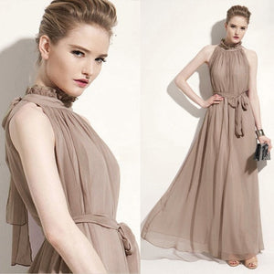 Womens Evening Party elegant fashion loose dress Formal Chiffon Sleeveless Prom Long Maxi dress robe femme dresses Lady frocks