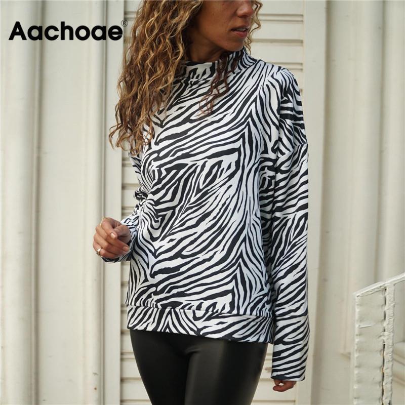 2020 New Zebra Print Womens Tops And Blouses Spring Casual Knitted Shirt Stand Collar Long Sleeve Ladies Blouse Top Blusa Mujer