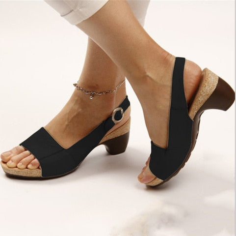 Woman Sandals Slippers Summer Style Wedges Pumps High Heels Buckle Starp Fashion Gladiator Peep Top Pump  Zapatos De Mujer 2020