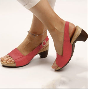Woman Sandals Slippers Summer Style Wedges Pumps High Heels Buckle Starp Fashion Gladiator Peep Top Pump  Zapatos De Mujer 2020