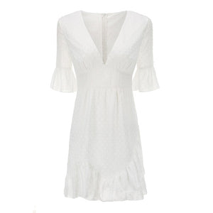 JYSS summer seaside white pink women dresses chiffon v-neck ruffles girl dress frocks for women sexy bodycon mini dress 81875