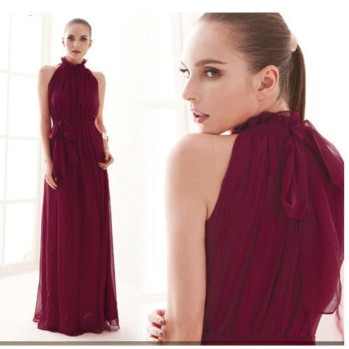 Womens Evening Party elegant fashion loose dress Formal Chiffon Sleeveless Prom Long Maxi dress robe femme dresses Lady frocks