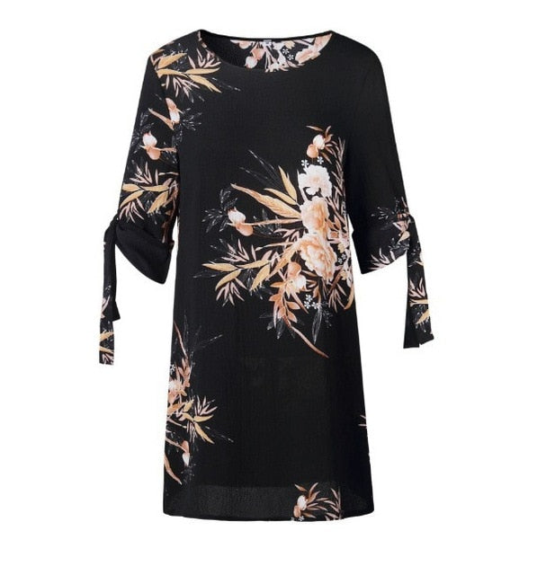 Women chiffon Dress new Girl print vintage frock Summer office lady Dresses Female Autumn fashion Rope 5XL 4XL XXXL XXL