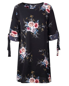 Women chiffon Dress new Girl print vintage frock Summer office lady Dresses Female Autumn fashion Rope 5XL 4XL XXXL XXL