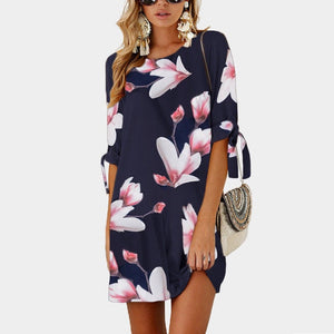 Women chiffon Dress new Girl print vintage frock Summer office lady Dresses Female Autumn fashion Rope 5XL 4XL XXXL XXL