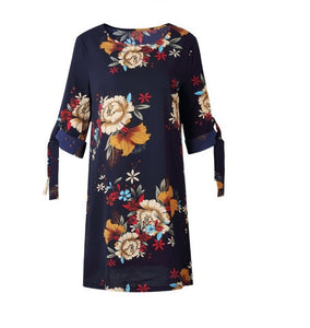 Women chiffon Dress new Girl print vintage frock Summer office lady Dresses Female Autumn fashion Rope 5XL 4XL XXXL XXL