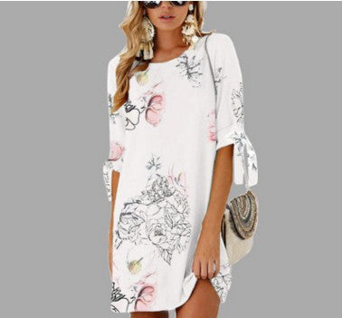Women chiffon Dress new Girl print vintage frock Summer office lady Dresses Female Autumn fashion Rope 5XL 4XL XXXL XXL