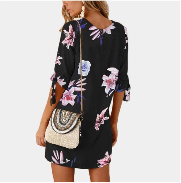 Women chiffon Dress new Girl print vintage frock Summer office lady Dresses Female Autumn fashion Rope 5XL 4XL XXXL XXL