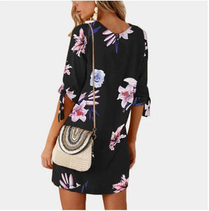 Women chiffon Dress new Girl print vintage frock Summer office lady Dresses Female Autumn fashion Rope 5XL 4XL XXXL XXL