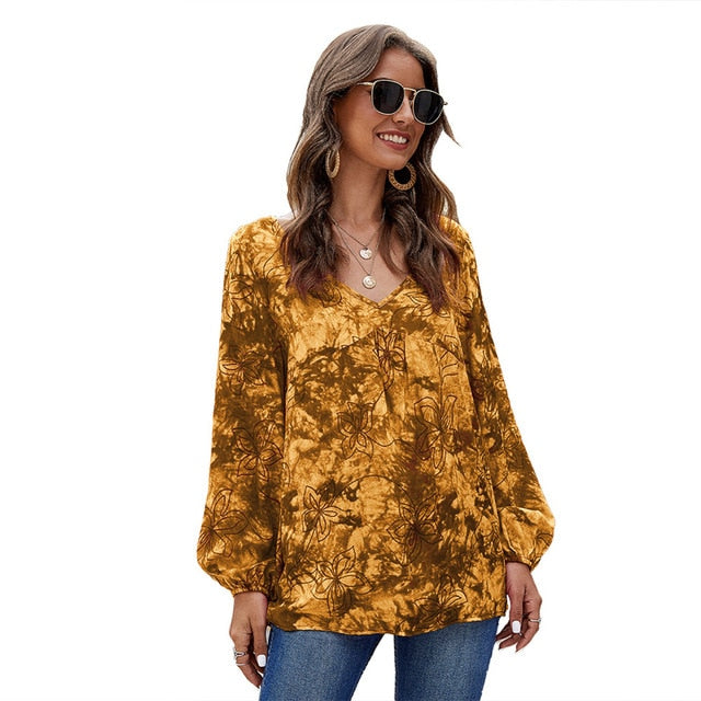 NEW long sleeve summer render shirt women loose blouse shirt blouse floral print blusas female frock clothes casual