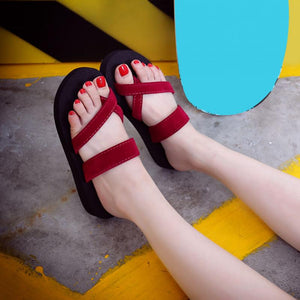 2019 New Fashion Women Casual Summer Sandal Slippers Anti-skid Beach Outdoor Open Toe Shoes Sandals Platform Shoes Flip Flops