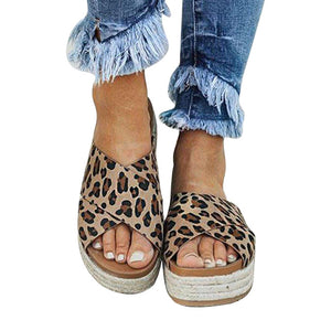 Retro Wedge Platform Women Slippers Sexy Faux Suede Home Travel Summer Beach Peep Toe Non Slip Wear Resistant Breathable Casual
