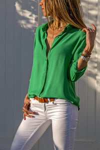 3XL Women Tops Blouses Autumn Elegant Long Sleeve Solid V-Neck Chiffon Blouse Female Sweet Work Wear Shirts Blusa