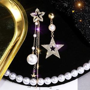 2019 New Crystal Pearl Tassel Earrings Female Long Paragraph Geometric Pendant Earrings Wedding Fashion Jewelry Jewelry Gifts