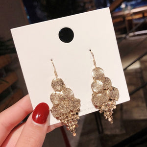 2019 New Crystal Pearl Tassel Earrings Female Long Paragraph Geometric Pendant Earrings Wedding Fashion Jewelry Jewelry Gifts