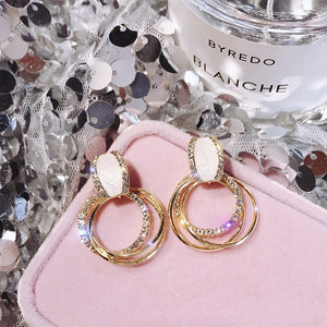 2019 New Crystal Pearl Tassel Earrings Female Long Paragraph Geometric Pendant Earrings Wedding Fashion Jewelry Jewelry Gifts