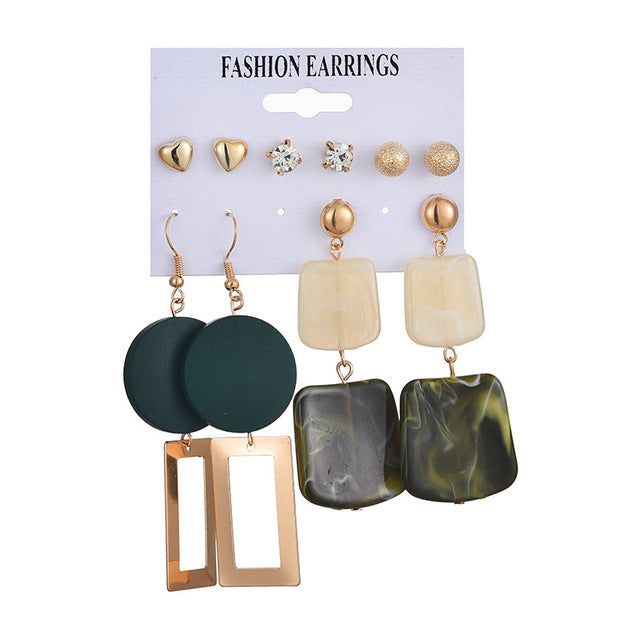 Tassel Acrylic Earrings For Women Bohemian Earrings Set Big Geometric Drop Earring 2020 Pearl Earrings Set DIY Fashion Jewelry