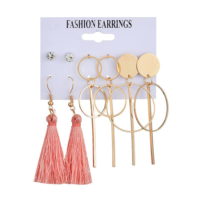 Tassel Acrylic Earrings For Women Bohemian Earrings Set Big Geometric Drop Earring 2020 Pearl Earrings Set DIY Fashion Jewelry