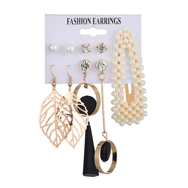 Tassel Acrylic Earrings For Women Bohemian Earrings Set Big Geometric Drop Earring 2020 Pearl Earrings Set DIY Fashion Jewelry