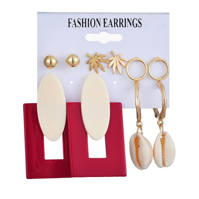Tassel Acrylic Earrings For Women Bohemian Earrings Set Big Geometric Drop Earring 2020 Pearl Earrings Set DIY Fashion Jewelry