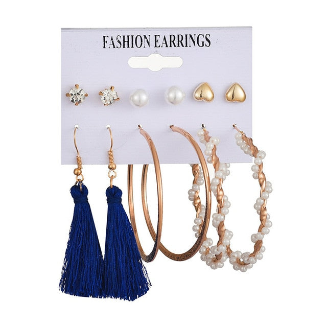 Tassel Acrylic Earrings For Women Bohemian Earrings Set Big Geometric Drop Earring 2020 Pearl Earrings Set DIY Fashion Jewelry
