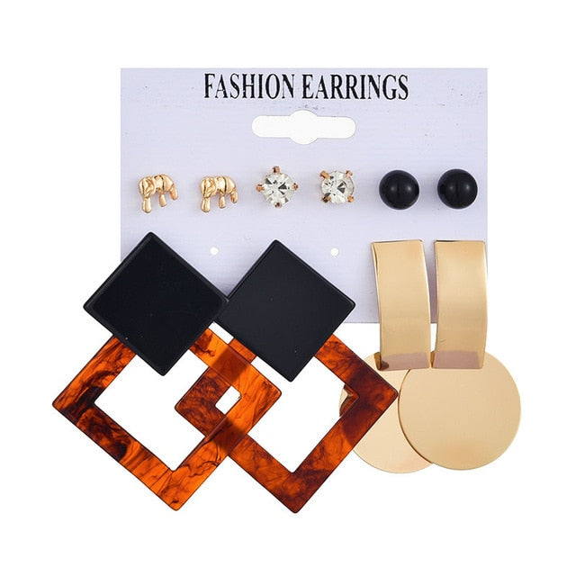 Tassel Acrylic Earrings For Women Bohemian Earrings Set Big Geometric Drop Earring 2020 Pearl Earrings Set DIY Fashion Jewelry