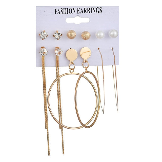 Tassel Acrylic Earrings For Women Bohemian Earrings Set Big Geometric Drop Earring 2020 Pearl Earrings Set DIY Fashion Jewelry