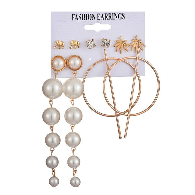 Tassel Acrylic Earrings For Women Bohemian Earrings Set Big Geometric Drop Earring 2020 Pearl Earrings Set DIY Fashion Jewelry