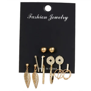 EN 12 Pairs Flower Women'S Earrings Set Pearl Crystal Stud Earrings Boho Geometric Tassel Earrings For Women 2020 Jewelry Gift