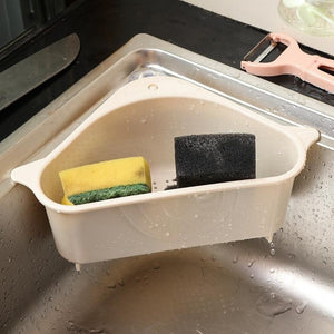 Kitchen Triangular Sink Strainer Drain Vegetable Fruit Drainer Basket Suction Cup Sponge Rack Storage ToolSink Filter Shelf