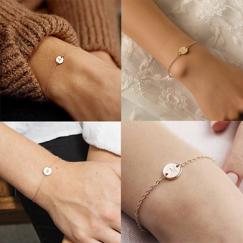 2 pcs Bracelet & Bangle For Women Trendy Simple Adjustable Name 2020 Gold Color Bracelets+Earrings Fashion Jewelry Female Gift