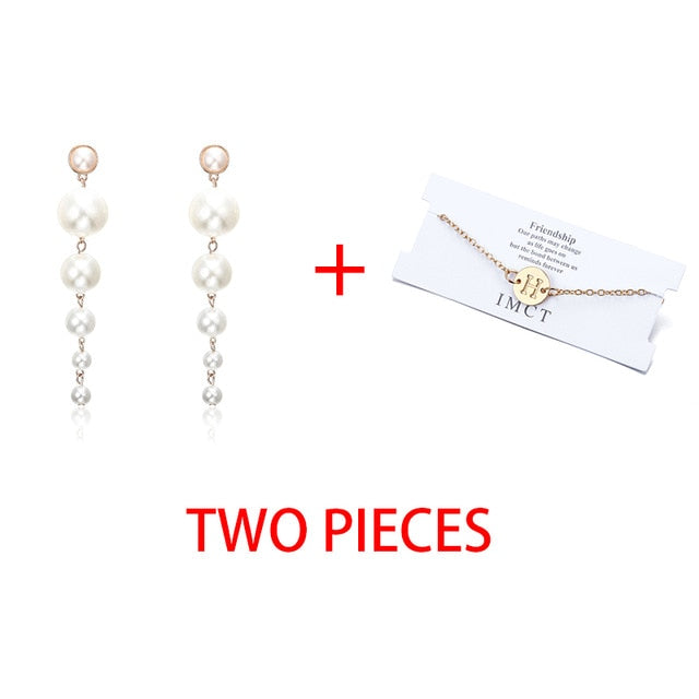 2 pcs Bracelet & Bangle For Women Trendy Simple Adjustable Name 2020 Gold Color Bracelets+Earrings Fashion Jewelry Female Gift