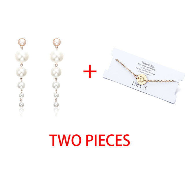 2 pcs Bracelet & Bangle For Women Trendy Simple Adjustable Name 2020 Gold Color Bracelets+Earrings Fashion Jewelry Female Gift