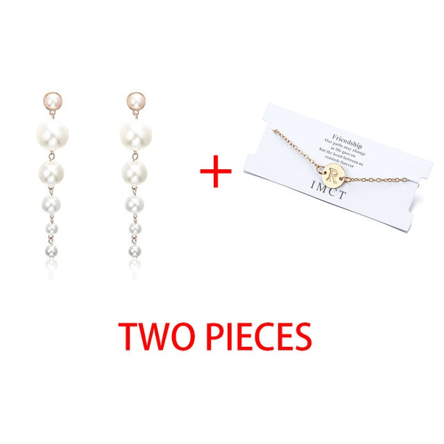 2 pcs Bracelet & Bangle For Women Trendy Simple Adjustable Name 2020 Gold Color Bracelets+Earrings Fashion Jewelry Female Gift