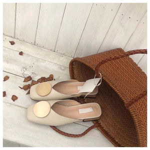 2020 zapatillas de mujer de diseñador de marca zapatos informales de tacón plano deslizantes de hebilla británica zapatos de verano de tacón de bloque de madera