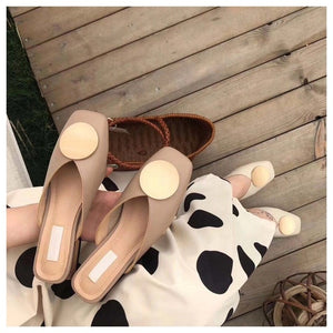 2020 zapatillas de mujer de diseñador de marca zapatos informales de tacón plano deslizantes de hebilla británica zapatos de verano de tacón de bloque de madera