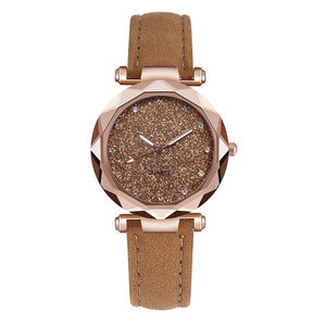 Montre-bracelet cuir strass femmes romantique | Décontracté-bracelet ciel étoilé décontractée, strass styliste dames, robe Gfit Simple