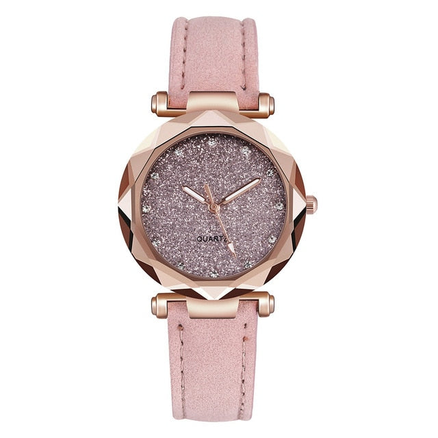 Montre-bracelet cuir strass femmes romantique | Décontracté-bracelet ciel étoilé décontractée, strass styliste dames, robe Gfit Simple
