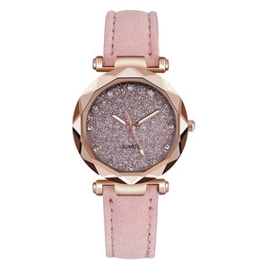 Montre-bracelet cuir strass femmes romantique | Décontracté-bracelet ciel étoilé décontractée, strass styliste dames, robe Gfit Simple