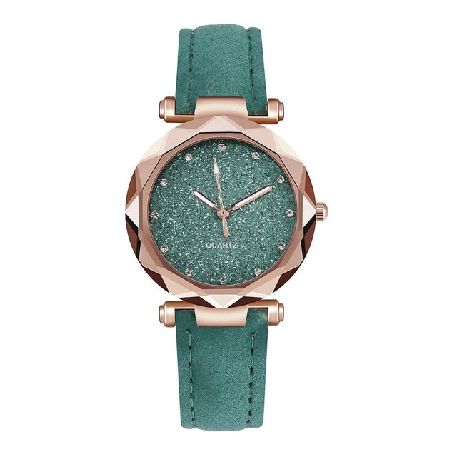 Montre-bracelet cuir strass femmes romantique | Décontracté-bracelet ciel étoilé décontractée, strass styliste dames, robe Gfit Simple