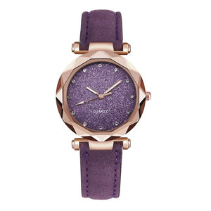 Montre-bracelet cuir strass femmes romantique | Décontracté-bracelet ciel étoilé décontractée, strass styliste dames, robe Gfit Simple